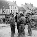 Men of 3rd/4th County of London Yeomanry (Sharpshooters) talking  to Maquis, Auxi-le-Chateau, 1944