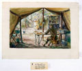 Lieutenant Howell and C E Penthouse from camouflage officer's tent, May 1944