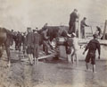 Horse boats landing on a beach with naval personnel during the simulated landings at Clacton-on-Sea, September 1904