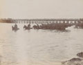 Pontoons waiting to be floated by the rising tide during the simulated landings at Clacton-on-Sea, September 1904