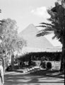 View of the Great Pyramid of Giza from the Mena House Hotel, Cairo, Egypt, 1943