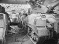 Below decks: Sherman tanks in a LST, 1943 