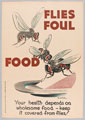 'Flies Foul Food', medical information poster, British Army, 1944 (c)