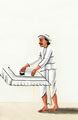 Indian man ironing, 1860 (c)