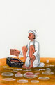 An Indian tradesman fanning food on a grill, 1860 (c)