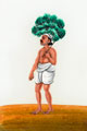 Indian man carrying stick and a netted bundle of foliage, 1860 (c)