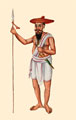 Indian man with spear and katar push dagger in his waist band, 1860 (c)