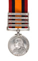 Queen's South Africa Medal 1899-1902, with clasps: 'Relief of Kimberley', 'Paardeberg', 'Driefontein', and 'Transvaal', Private E MacAllen, The Buffs (East Kent Regiment)