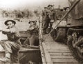 Engineers moving across the River Volturno near Castello Volturno, October 1943