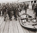 Troops arriving back at Newhaven after the Dieppe Raid, 19 August 1942