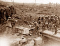 Royal Engineers repairing a bridge on the Western Front, 1918