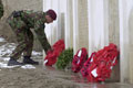 Remembrance service at a British war memorial, Kabul, Afghanistan, February 2002