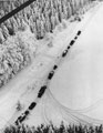 Aerial view of a transport column, Ardennes, 1945
