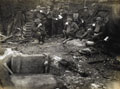 British officers and men enjoy a cup of tea in their trench, 1918