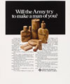 'Will the Army try to make a man of you?', a design for a Women's Royal Army Corps officer recruitment advert, 1980 (c)