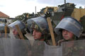 British troops training for riot control, Cyprus, 2002