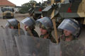 British troops training for riot control, Cyprus, 2002