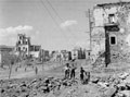 Adriano in ruins after bombing, Sicily, 1943