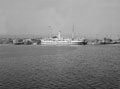 Hospital ship and wrecked shipping, Catania harbour, Sicily, 1943