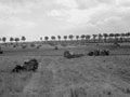 'Armour and gunners concentrating behind a ridge held by "B" Squadron during the infantry attack on Cheux', 27 June 1944