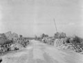 Road blocks and fortified house at Primosole Bridge, Sicily, 1943