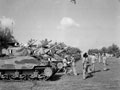 Inspection of tanks and crews of 'B' Squadron 3rd County of London Yeomanry (Sharpshooters) by Brigadier John Currie, Commander of 4th Armoured Brigade, Misterbianco, Sicily, 1943