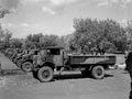 Trucks at an inspection by Brigadier John Currie, Commander of 4th Armoured Brigade, Misterbianco, Sicily, 1943