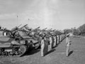 Inspection of tanks and crews of 'A' Squadron 3rd County of London Yeomanry (Sharpshooters) by Brigadier John Currie, Commander of 4th Armoured Brigade, Misterbianco, Sicily, 1943
