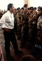 Prime Minister Tony Blair speaking with troops in Basra Palace during his visit to Iraq, May 2003
