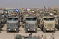 Oshkosh Heavy Equipment Transporters of the Black Watch Battle Group prepare for a move to the south of Baghdad, Iraq, October, 2004
