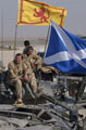 Black Watch Warrior armoured vehicle flying Scottish flags, Iraq, 27 October 2004