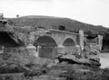 'Blown bridge over the Biferno. 'C' Sqdn ditched tank', 3rd County of London Yeomanry (Sharpshooters), 1943