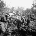 'Hun surrendering. 'A' Sqdn forming up for attack on S. Maria.', 3rd County of London Yeomanry (Sharpshooters), Italy, 1943