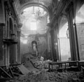 The battle damaged interior of a church in Mozzagrogna, Italy, 1943