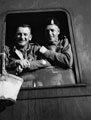 'Joe Holloway & Bob Rowlands', 3rd County of London Yeomanry (Sharpshooters) on train, prior to leaving Italy, January, 1944