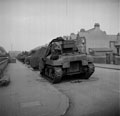 'Petrol arrives', 3rd County of London Yeomanry refuelling tanks, Worthing, West Sussex, 1944