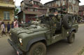 Soldiers of the Royal Green Jackets travelling by Land Rover in Sierra Leone, November 2001