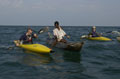 Students from Tayforth University Officer Training Corps kayaking across Lake Malawi in Wisikoti, Malawi, 2002