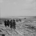 Royal Inniskilling Fusiliers returning to the rear during the Battle for 'Two Tree' Hill, Bou Arada, January 1943