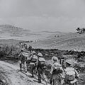 Men of the Lancashire Fusiliers leaving Catenanuova during the invasion of Sicily, 1943