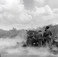 25-pounders in action on the Adrano-Bronte road, Sicily, August 1943