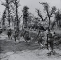 6th Battalion, The Royal Inniskilling Fusiliers moving up during the battle of Cassino plain, Italy, May 1944
