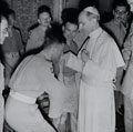 Pope Pius XII receiving Lieutenant-Colonel MacKenzie, Commanding Officer of the 2nd Battalion The Lancashire Fusiliers, 1944