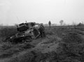 'A Churchill flame-thrower ditched in the soft mud by the Wessem Canal', 1944