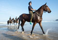 Members of King's Troop Royal Horse Artillery training on Watergate Bay Beach, Cornwall, 2015