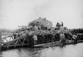 Sherman tanks of the County of London Yeomanry (Sharpshooters), practising canal and river crossing by raft, Helmond, Netherlands, 1945