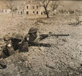 Two British soldiers in position between Banneville La Campagne and Troarn, July 1944