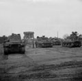 Regimental Tank Park of 3rd/4th County of London Yeomanry at Sonnis, prior to the crossing of the Rhine, Germany, March 1945