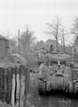 Tanks of 'A' Squadron moving into Brunen, 1945