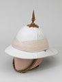White Wolseley helmet worn by an officer of the 18th Bengal Lancers.